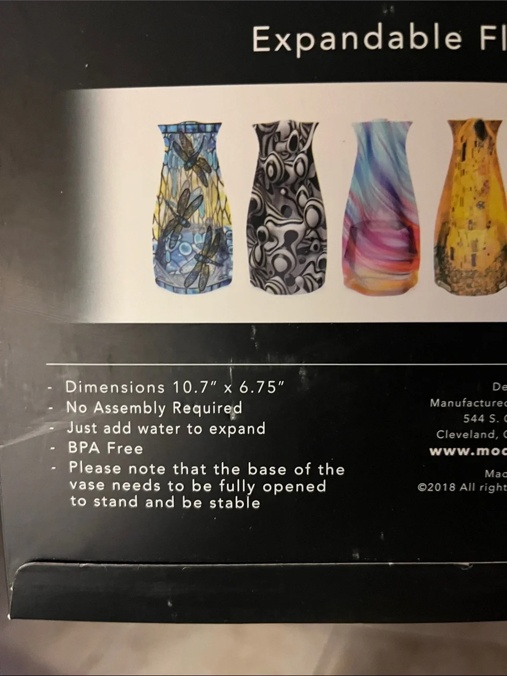 The Scream Expandable Vase - Black with Orange & Blue Artwork